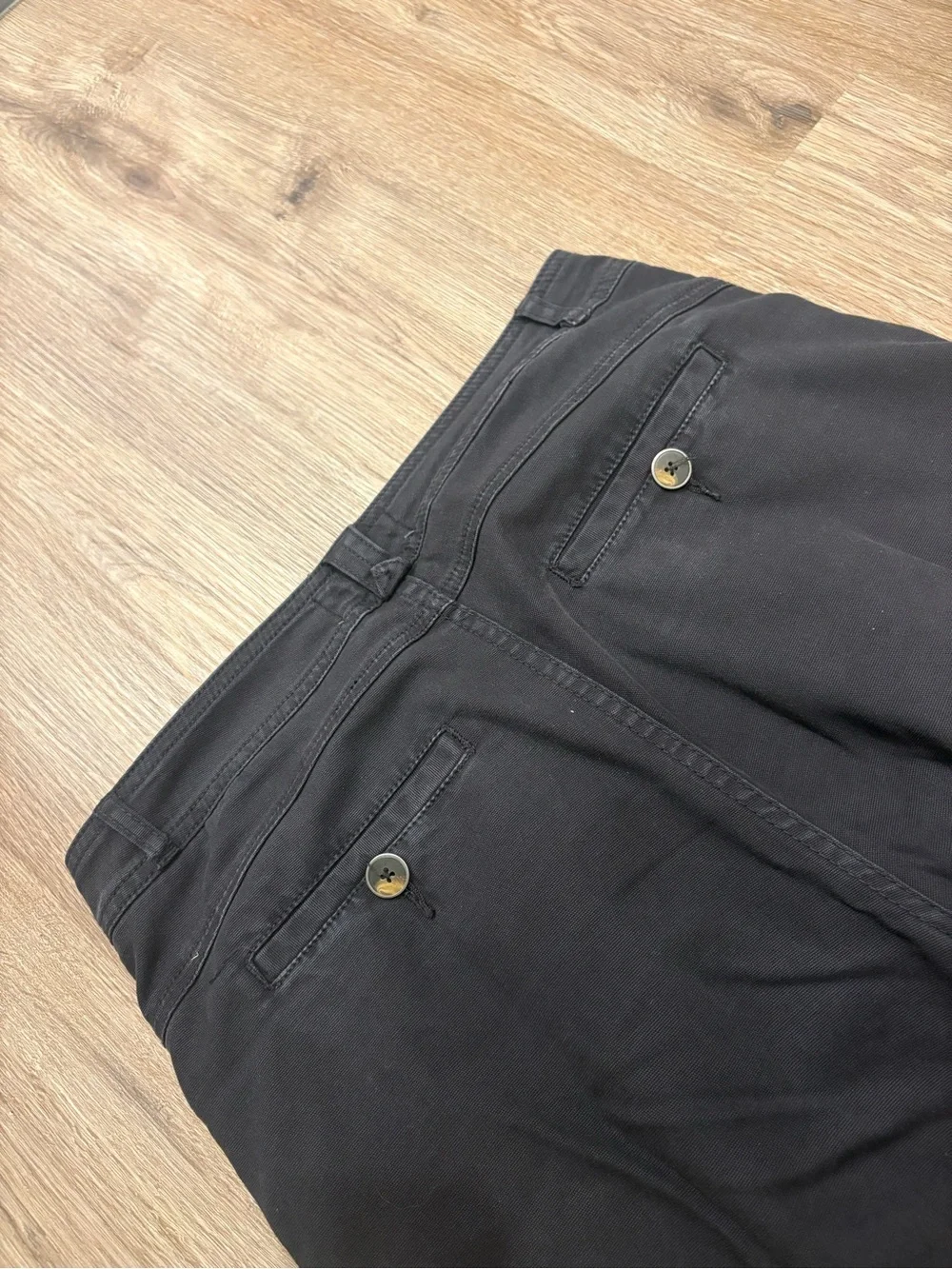 Anthropologie Black Tapered Pants with Pink Geometric Side Tape